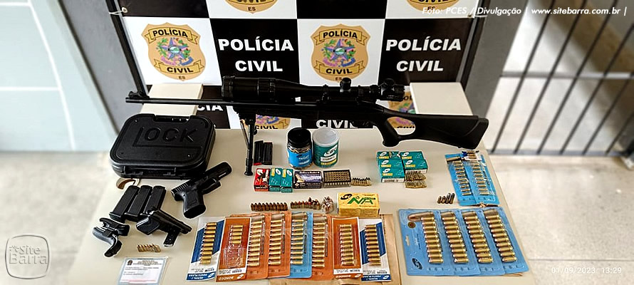 DIPO de Nova Venécia apreende armas de fogo e mais de mil munições durante operação