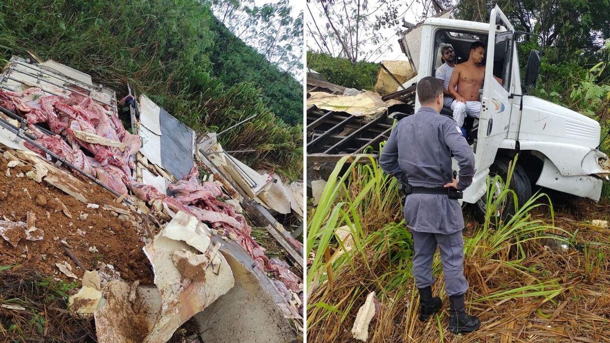 Caminhão frigorífico capota e deixa três feridos em Nova Venécia