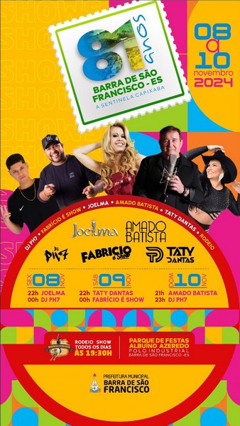 Prefeitura celebra 81 anos de Barra de São Francisco com grande festa; confira a programação